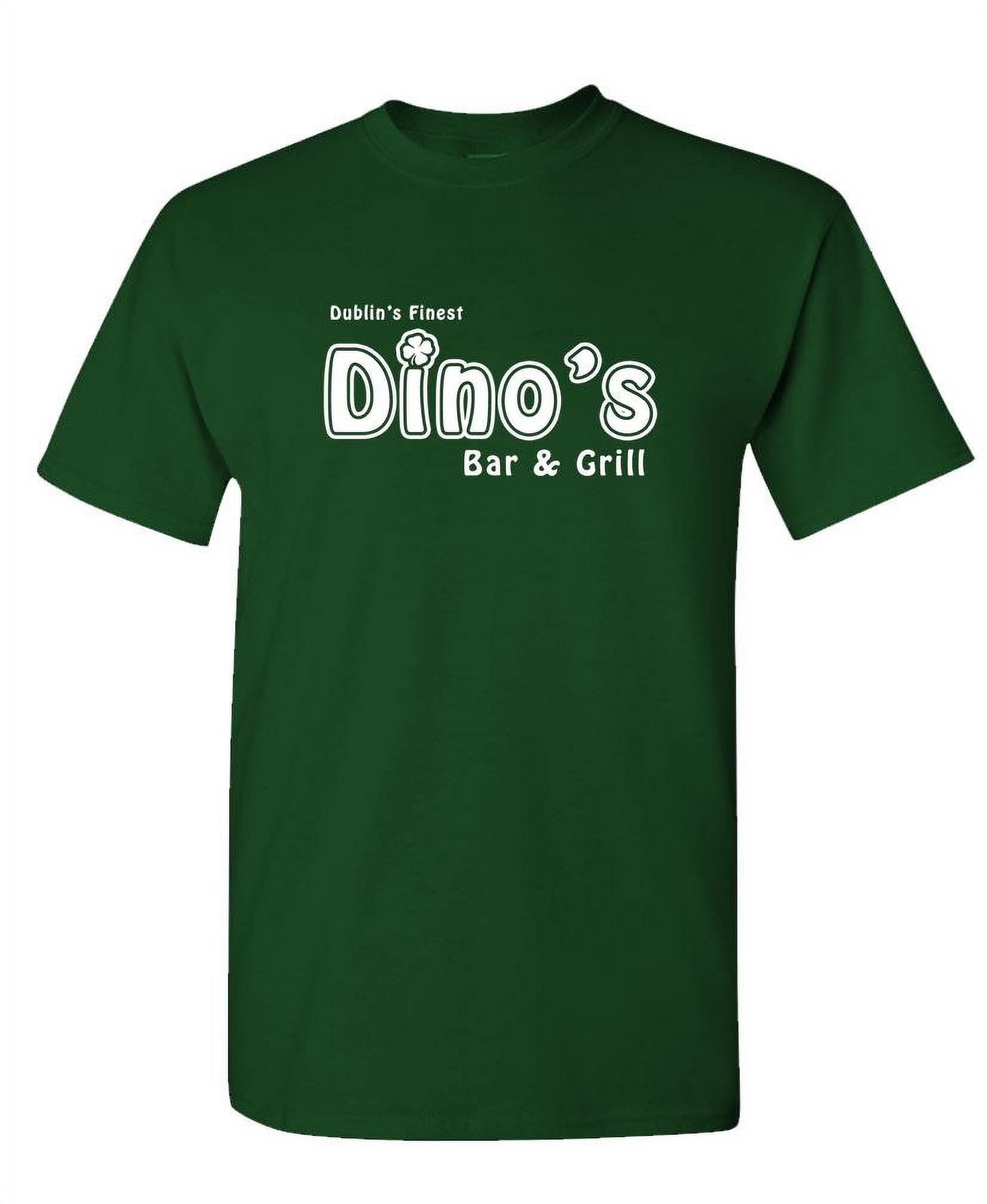 DINO'S BAR AND GRILL Mens Cotton TShirt (Large,Forest)