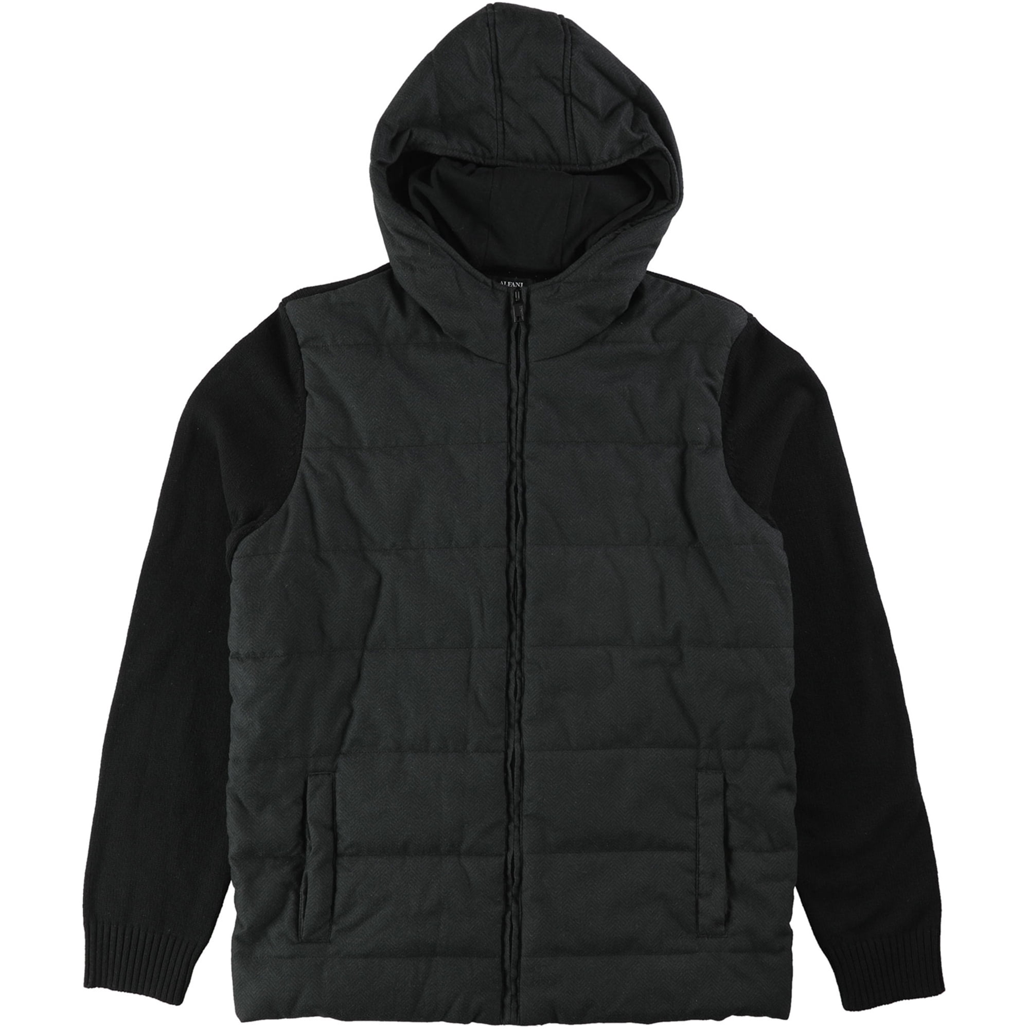 Alfani Mens Mixed Texture Quilted Jacket, Black, Large