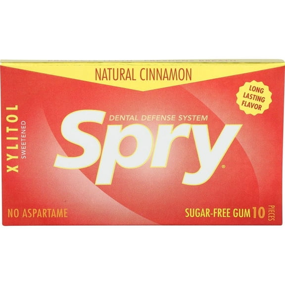Spry Xylitol Chewing Gum, Aspartame-Free Sugar-Free,Cinnamon, 10 Pieces Blister Cards 20 Pack