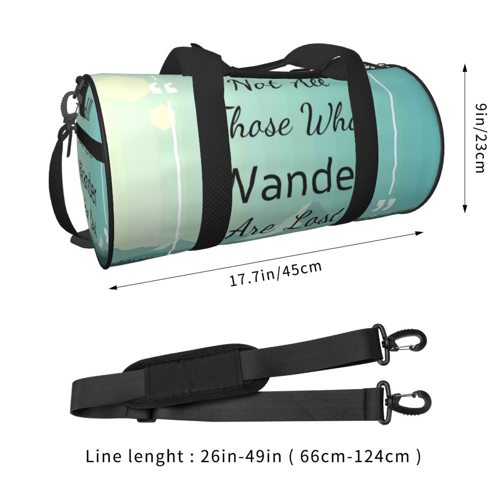 Vsdgher Not All Those Who Wander Are Lost1 45L Foldable Duffel Bag, Sports Gym Bag,Overnight Bag, Portable Weekender Bag for Airplanes