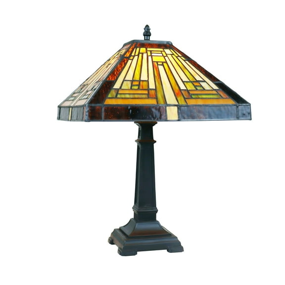 Radiance Goods Mission Tiffany-Style Blackish Bronze 1 Light Table Lamp 12" Wide