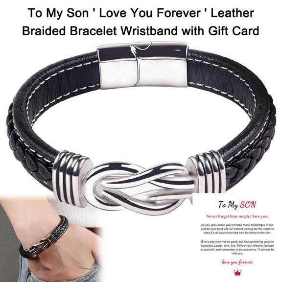 FurNest To My Son Bangle Bracelet Mother & Son Forever Linked Gift Leather B