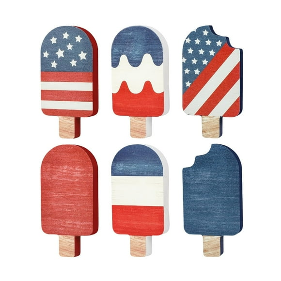 asddcavvf Patriotic Ice Shaped Wooden Sign Double Independence Day With Star Spangled Design For Home Or Party Matrix Ornament