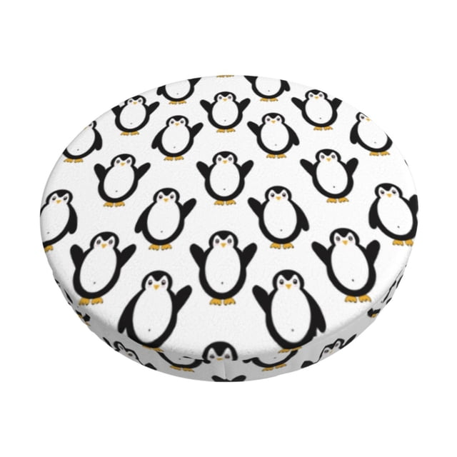 Disketp Lovely Penguin Funda Redonda para Taburete, Funda de Cojín para Silla de Bar Suave y Elástica-14 inch