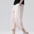 thumbnail image 4 of Kadahis Men's Casual Linen Capri Pants Drawstring Summer Beach Yoga Trousers, 4 of 5