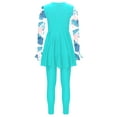 thumbnail image 4 of Maillot de Bain Modeste 2 Pcs pour Filles, Robe de Bain Longue à Fleurs avec Pantalon, Ensembles Burkini Hijab, Vert Lac, 8, 4 of 7