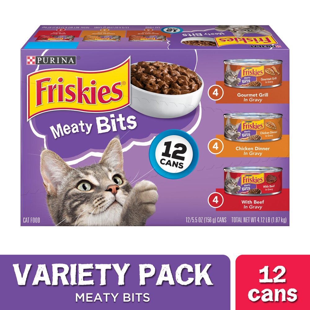 (12 Pack) Friskies Gravy Wet Cat Food Variety Pack, Meaty Bits, 5.5 oz