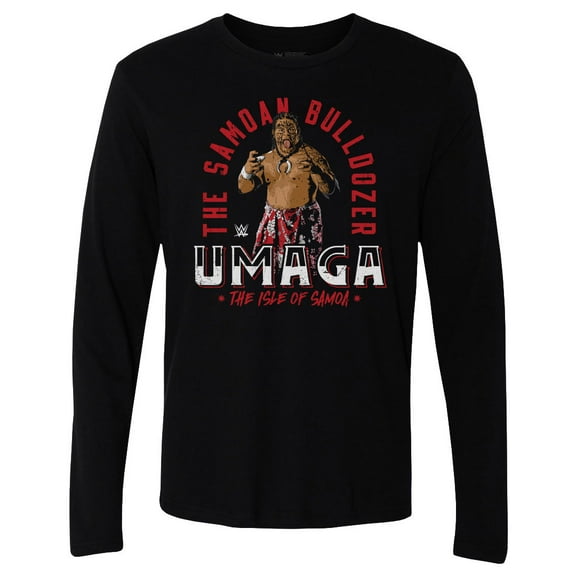 Men's 500 Level  Black Umaga The Samoan Bulldozer Long Sleeve T-Shirt