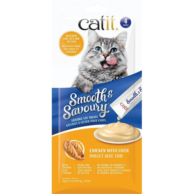 Catit Smooth & Savoury Cat Treat, Chicken with Liver, 4 x 15g pack