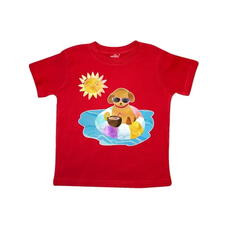 

Inktastic Summer Puppy in Float with Drink Gift Toddler Boy or Toddler Girl T-Shirt