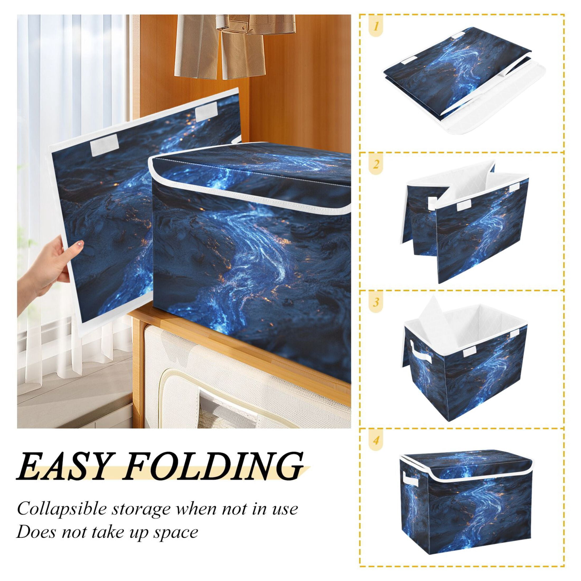 Storage Box With Lid 16.5x12.6x11.8In Foldable Stacked Household Storage Box Blue River Picture