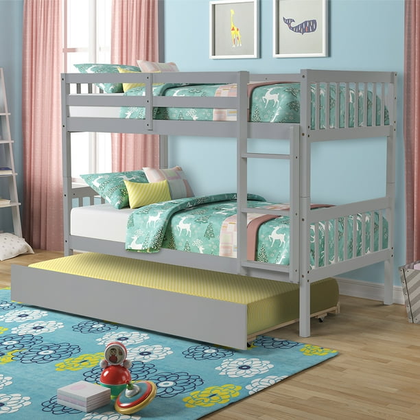 enyopro Twin Size Bunk Bed, Detachable Wood Twin Bunk Bed Frame with