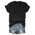 thumbnail image 6 of MIXUE Boho Tops For Women Summer Solid Color V Neck Cap Sleeve Loose Fit Casual Shirts For Women T Shirts Holiday Wear,Black,XXXXXL, 6 of 7