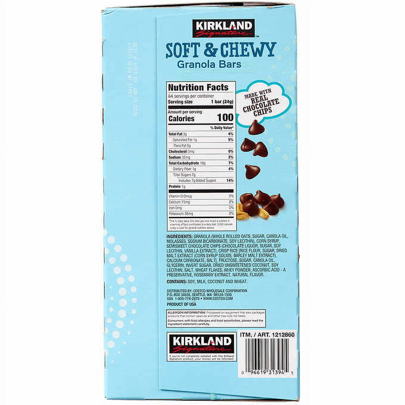 Soft & Chewy Chocolate Chip Granola Bars, 0.85 oz, 64 ct
