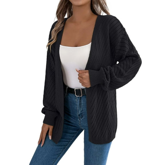 Cardigan Women For Long Sleeve V Neck Crochet Kimonos Loose Open Front Hollow Out Cover Ups Work Cardians