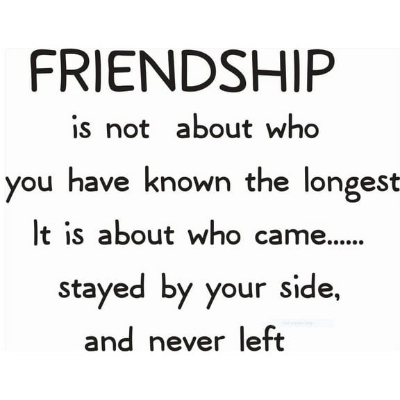 Friendship Isnt About Who You Known The Longest Its About Who Came Stayed By Your Side & Never Left Quote Custom Wall Decal Vinyl Sticker 10 Inches X 10 Inches