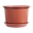 thumbnail image 2 of Aodebiao 7 Inch Plant Pots for Indoor or Outdoor Plants, Wide Water Ripples Flower Pots with Drainage Holes & Saucer, Plastic Planters Set for Garden & Home Decor, 2 of 6