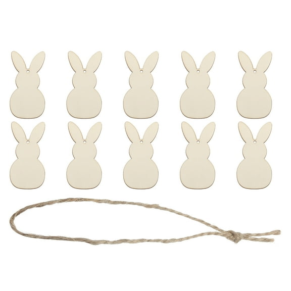 10 Pcs Wooden Easter Ornaments Paintable Wooden Rabbit Crafts for Party Wedding Crafts Hanging Decorations