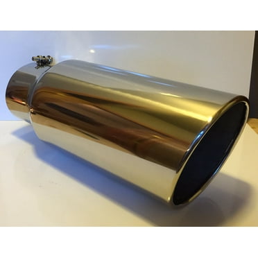 5" Inlet x 6" Oulet x 18" Long Rolled Edge Polished Stainless Diesel Exhaust Tail Pipe Tip (Bolt On)