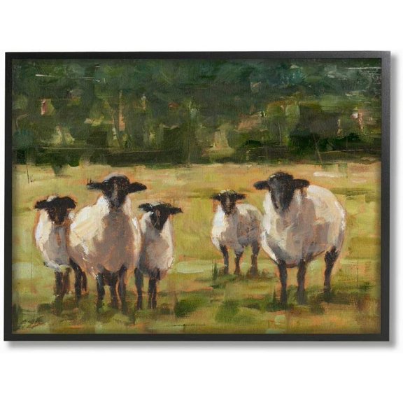 The Stupell Home Decor Collection Flock of Sheep Family Painting Oversized Framed Giclee Texturized Art, 16 x 1.5 x 20