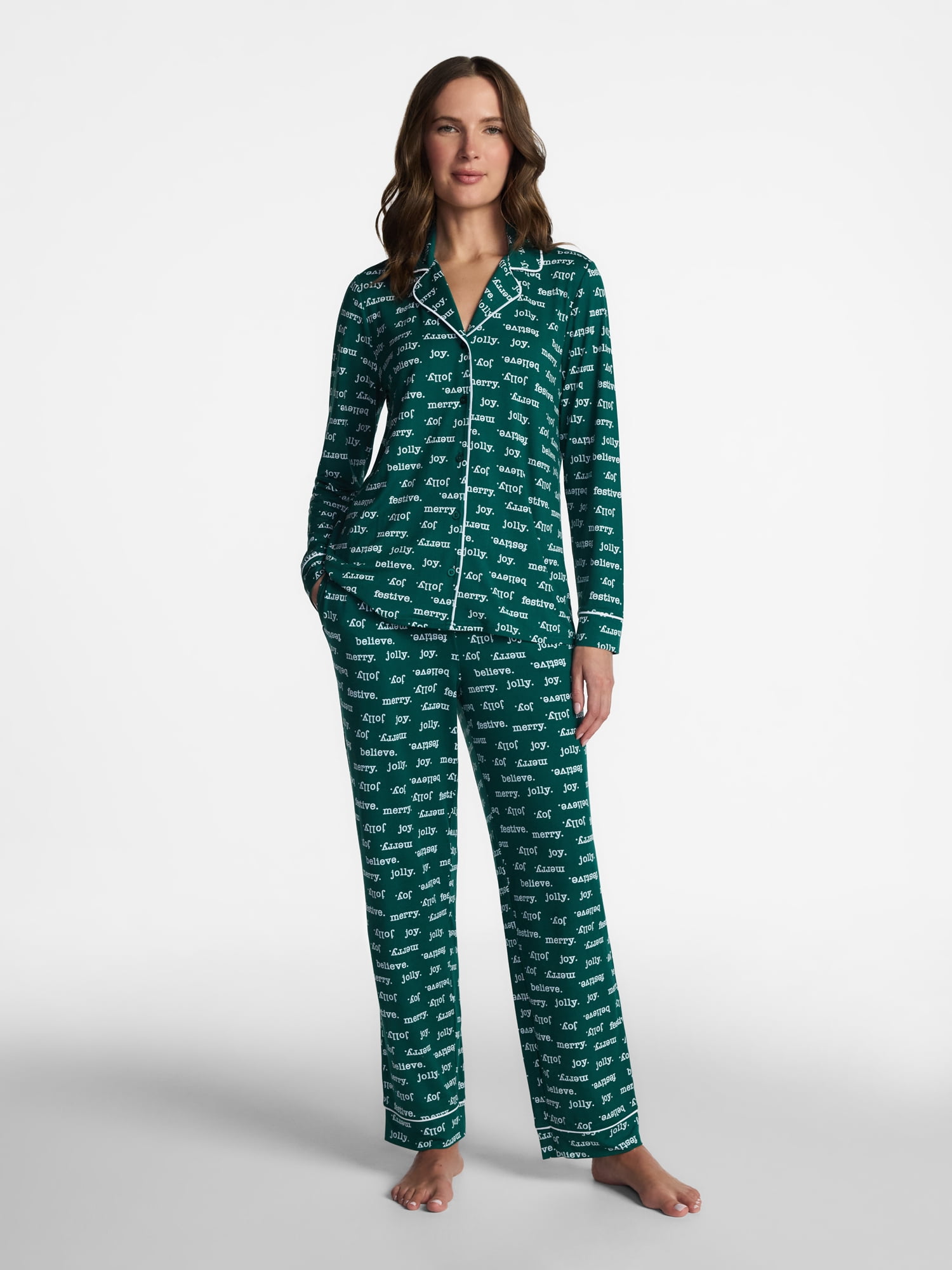 Holiday Time Matching Family Sleepwear Women's Top and Pants Set, 2-Piece, Sizes S-3X