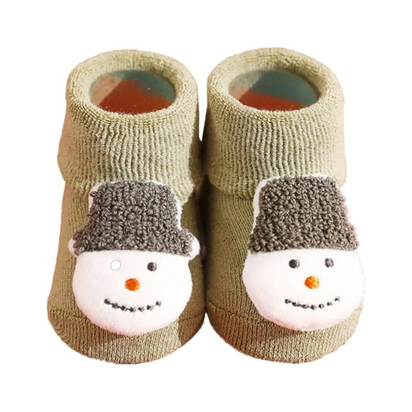 WUANDIXFA Kids Christmas Socks Autumn and Winter Thickened Baby Socks Anti-skid Baby Floor Socks Children Christmas Socks Cartoon White,1-3 years