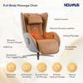 thumbnail image 3 of NOUHAUS Aurora Genuine Leather Zero Gravity Heat Bluetooth Massage Chair Living Room Bedroom (Dark Caramel), 3 of 10