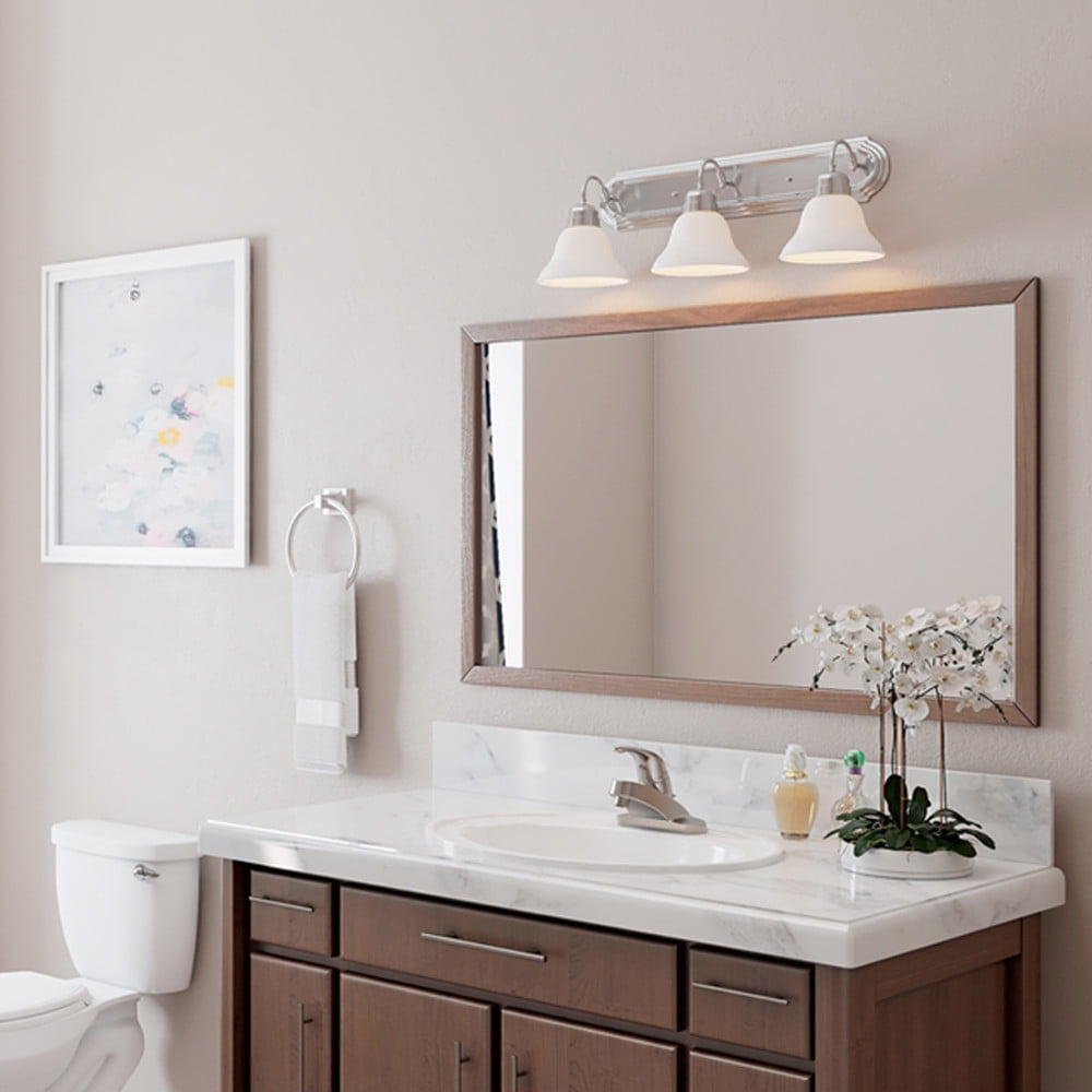 Design House Millbridge Transitional 3-Light Satin Nickel Vanity Light with Frosted Glass