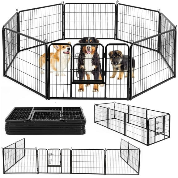 BestPet Dog Pen Extra Large Indoor Outdoor Dog Fence Playpen Heavy Duty 8 Panels 24 inches