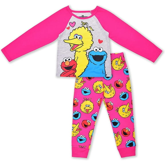Sesame Street Jogger Set for Girls, 2 Pack Long Sleeve Tee and Jog Pants Bundle