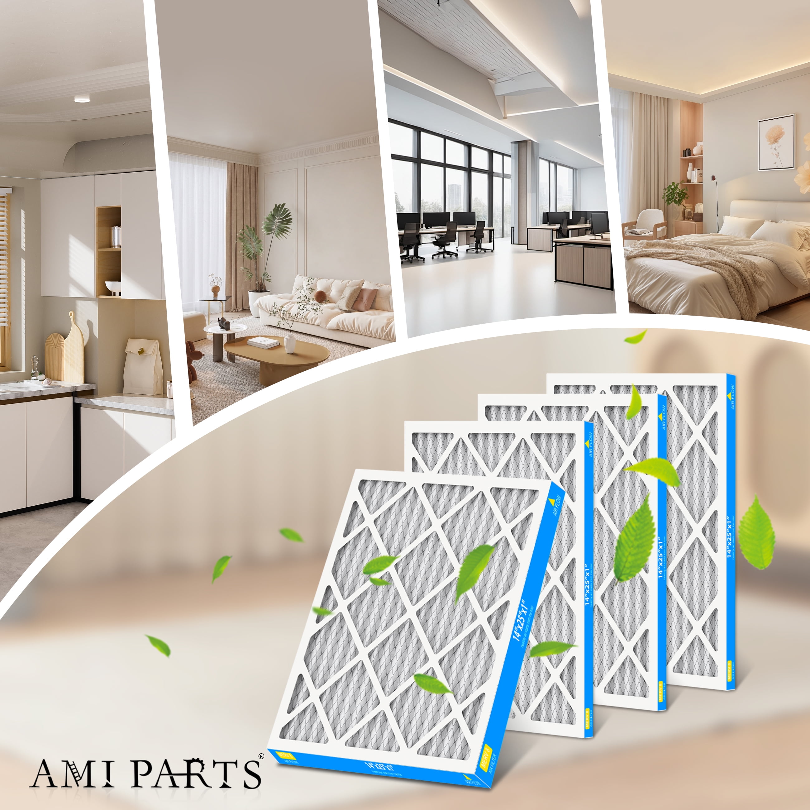 AMI PARTS 14x25x1 MERV 8 Pleated Filter,Removes Pollen and Dust HVAC Furnace Air Filter, 6 Packs