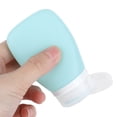 thumbnail image 2 of Botella de viaje de silicona de grado alimenticio, 60 ml de capacidad, vacía, para limpiador facial, champú, acondicionador, loción, color verde., 2 of 14
