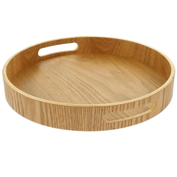 FRCOLOR Round Wood Tray Table Centerpiece Candle Storage Tray Dessert Cake Serving Plate