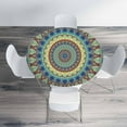 thumbnail image 4 of Round Mandala Round Table Cloth Abstract Mosaic Tile Elastic Edged Table Cover Fade And Stain Resistant Table Cloths Easy To Clean Fits Tables 40-44" Diameter, 4 of 4