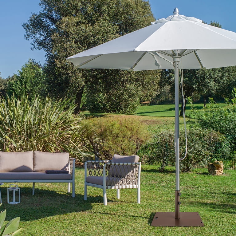belcourt square patio umbrella base Center Post Shade from contemporary backyards to restaurant patios 125 lb. steel 24 in.