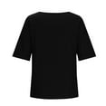 thumbnail image 5 of Delayuji Women's 2025 Spring and Summer Cotton Linen Solid Color Fashion Casual Top Short Sleeved T Shirt Black S Cotton and Linen Short Sleeve Shirts for Women, 5 of 6