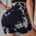 thumbnail image 2 of Tie-Dye Pantalones Cortos De Cintura Alta Mujeres Deportes Melocotón Nalgas Abdomen Yoga Pantalones Cortos Medianos De Secado Rápido Fitness Trai, 2 of 4