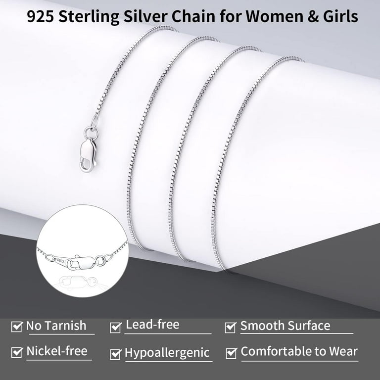 ASHINE Silver Chain Necklace for Women Sterling Silver Necklace Extender (1mm Box Chain Lobster Clasp 20 Inches)