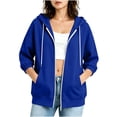 thumbnail image 4 of NominalSnug Zip up Hoodies for Women Fall Winter Casual Sweatshirts 3/4 Sleeve Lightweight Cute Jackets with Pockets, 4 of 8
