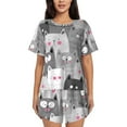 thumbnail image 1 of Fotbe Cats Group Conjunto de Pijama Estampado para Mujer, 2 Piezas, Ropa de Dormir con Camiseta de Manga Corta y Shorts Suaves-3X-Large, 1 of 6