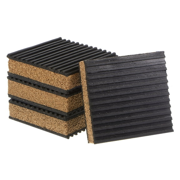 Rubber Anti Vibration Pads 3" x 3" x 7/8" with Cork Center, 4 Pieces