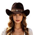 thumbnail image 3 of Classic Western Cowboy Hat Felt Cattleman Shapeable Brim for Men Women Cowgirl Halloween Rodeo Accessory, 3 of 5