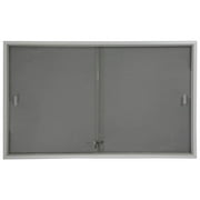 DISPLAYS2GO 5' x 3' Indoor Bulletin Board with Sliding Glass Doors, 60 x 36 Enclosed Notice Board with Gray Fabric Interior, Aluminum (FBSD63SVLG)