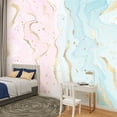 thumbnail image 2 of Peel and Stick Wallpaper Canvas Abstract two colored pink blue liquid marble gold foil textured Modern Art Wall Mural Decor Self Adhesive and Removable 100in x 144in, 2 of 7