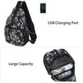 thumbnail image 3 of Mosiso Sling Backpack for Women Men, Chest Crossbody Shoulder Bag with USB Charging Port for Travel Hiking Walking Biking Cycling, Wildflower Bouquet, 3 of 7