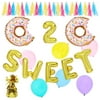 Set of 42 Two Sweet 2nd Birthday Party Supplies and Decorations with Donut Balloons, Tassle Garland & Weight