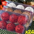 thumbnail image 2 of Bolas de adorno navideñas con purpurina, color rojo y dorado, huecas, para colgar en el árbol de Navidad, juguetes para niños, decoración para fiestas de Año Nuevo en el hogar, 2 of 5