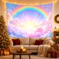 thumbnail image 3 of Rainbow Over Glowing Pastel Clouds with Hearts and Sparkles, Dreamy Fantasy for Kids and Teens, Wall Art Decor, Birthday Gift Tapestry Wall Hanging for Bedroom and Dorm, 3 of 7