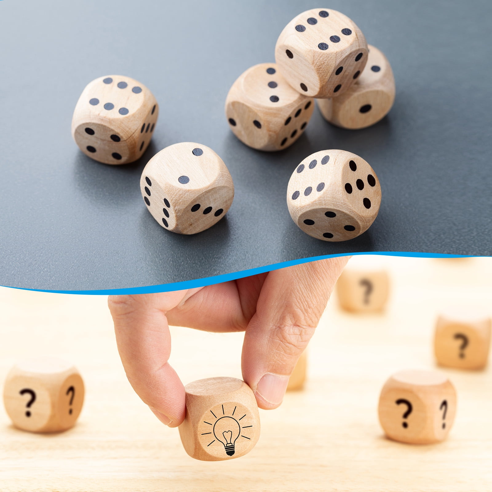 Uxcell 20mm Wooden Blank Dice, 120Pcs Unfinished 6 Sides Cube Dice with Round Corner