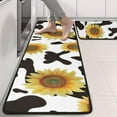 thumbnail image 2 of Kitchen Rugs Sets Of 2,Black White Cow Pattern Sunflower Anti Fatigue Kitchen Mat Rugs Non Slip Washable,Decorative Kitchen Floor Mats for Kitchen,Sink,Laundry,17"x47"+17"x47", 2 of 5